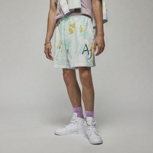 Nike DM1871-530 Men's Sz M Green/Pink Tie Dye Jordan Sport DNA Fleece Shorts - Picture 8 of 11